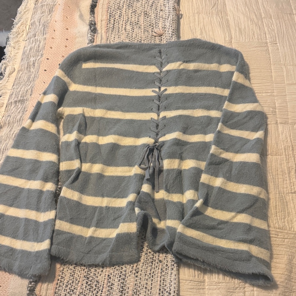 Striped blue and Cream Women's Sweater
